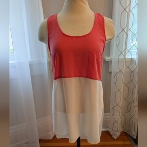 AKIRA Red and White Colorblock Tank Top